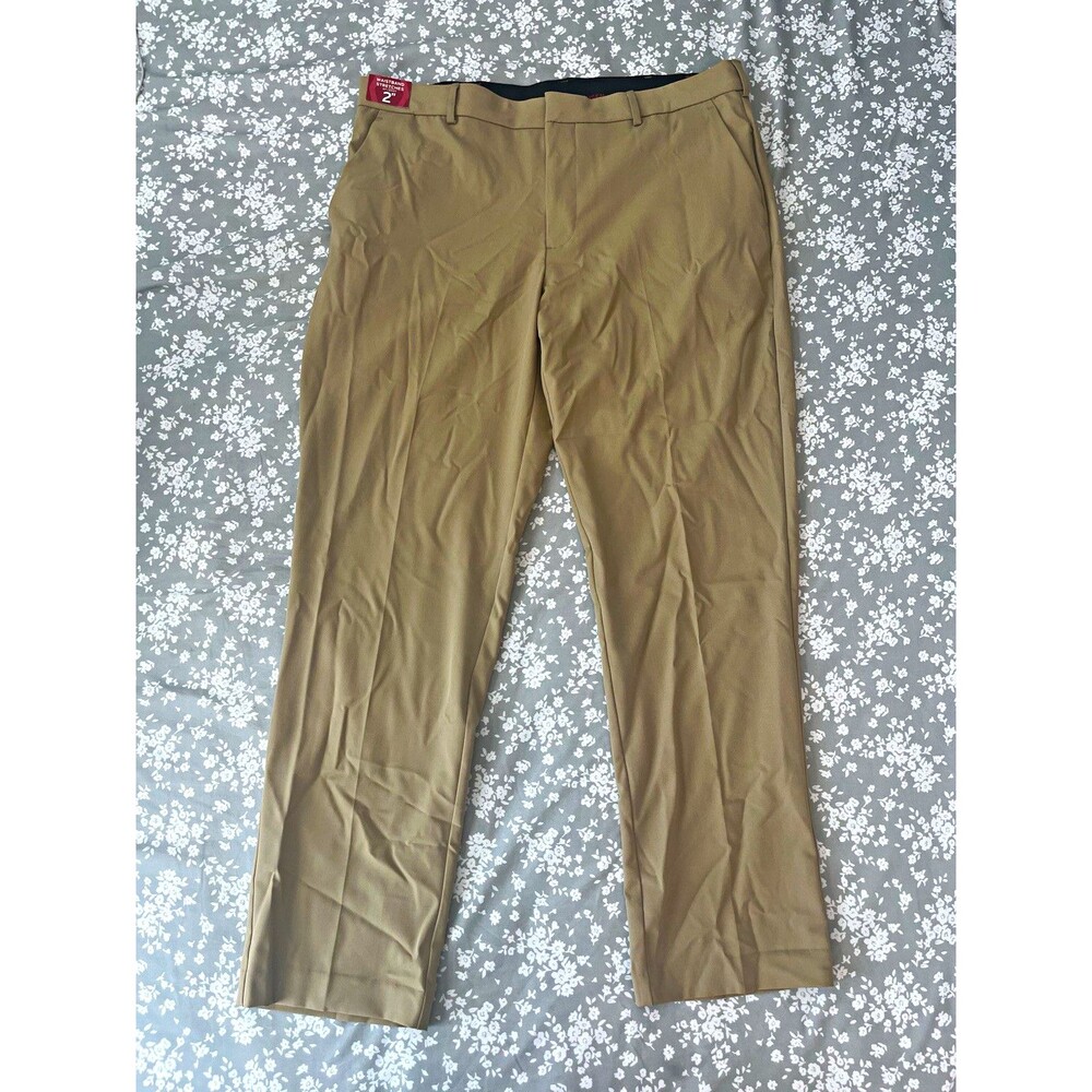Van Heusen Flex Men’s Straight Fit Flat Front Stretch Dress Pants 38, Beige